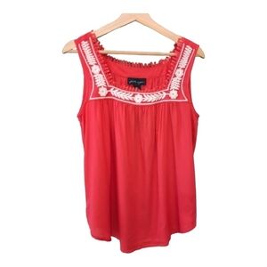 Faith and Zoe embroidered square neck tank top boho